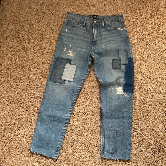 BDG Other - BDG Patchwork Dad Slim Taper Fit Light Wash Raw Hem Distressed Jeans 32x32 Patch
